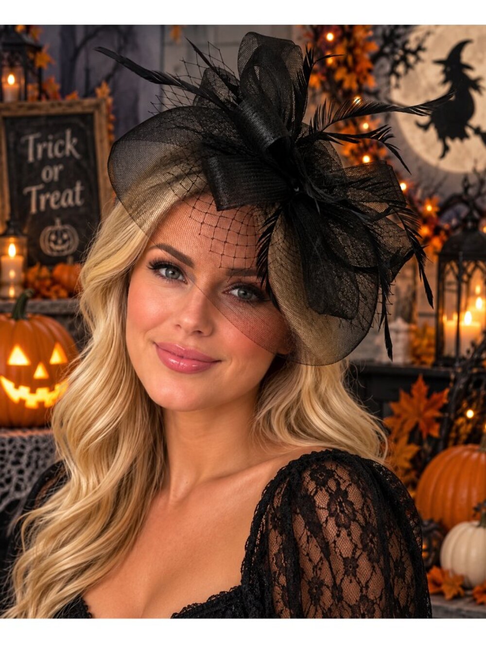 Set of 5 NEW Elegant Black Halloween Fascintors in 3 Assorted Styles